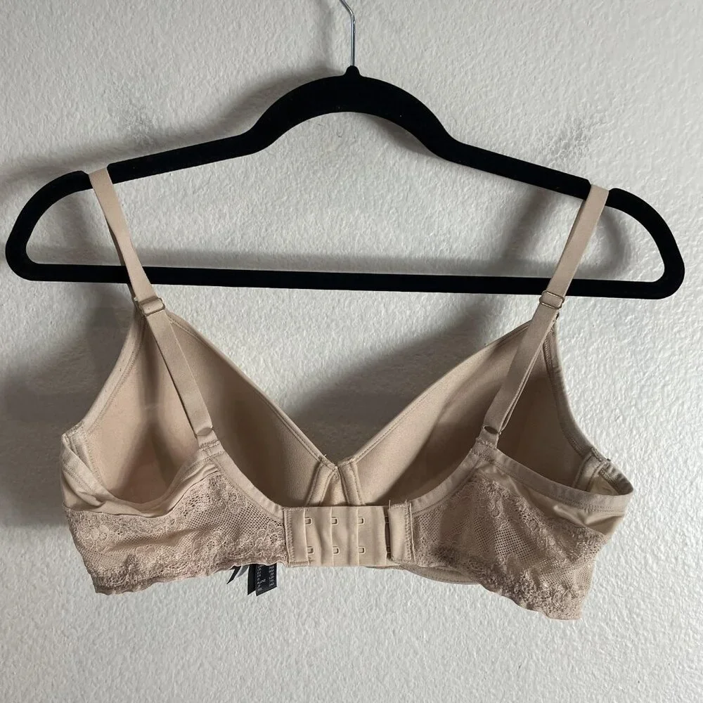 Natori T-Shirt Bra Womens 34D Beige Lace Underwire Lightly‎ Lined Microfiber